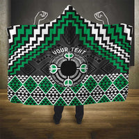 Personalised Aotearoa Niho Taniwha Motif Hooded Blanket Green Style LT9 - Polynesian Pride