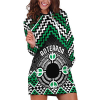 Personalised Aotearoa Niho Taniwha Motif Hoodie Dress Green Style LT9 Green - Polynesian Pride