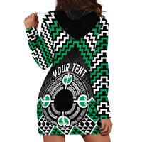 Personalised Aotearoa Niho Taniwha Motif Hoodie Dress Green Style LT9 - Polynesian Pride