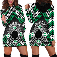 Personalised Aotearoa Niho Taniwha Motif Hoodie Dress Green Style LT9 - Polynesian Pride