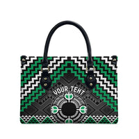 Personalised Aotearoa Niho Taniwha Motif Leather Bag Green Style - Polynesian Pride