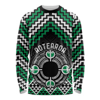 Personalised Aotearoa Niho Taniwha Motif Long Sleeve Shirt Green Style LT9 Unisex Green - Polynesian Pride