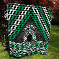 Personalised Aotearoa Niho Taniwha Motif Quilt Green Style