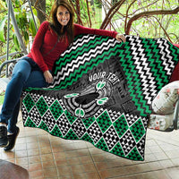 Personalised Aotearoa Niho Taniwha Motif Quilt Green Style