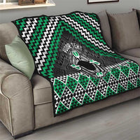 Personalised Aotearoa Niho Taniwha Motif Quilt Green Style