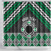 Personalised Aotearoa Niho Taniwha Motif Shower Curtain Green Style