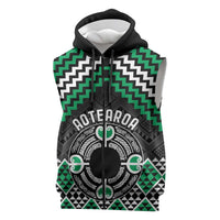 Personalised Aotearoa Niho Taniwha Motif Sleeveless Zip Hoodie Green Style LT9 Green - Polynesian Pride
