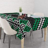 Personalised Aotearoa Niho Taniwha Motif Tablecloth Green Style LT9 - Polynesian Pride