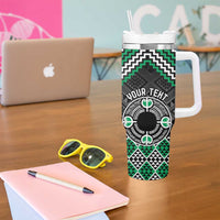 Personalised Aotearoa Niho Taniwha Motif Tumbler With Handle Green Style LT9 - Polynesian Pride