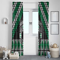 Personalised Aotearoa Niho Taniwha Motif Window Curtain Green Style LT9 - Polynesian Pride