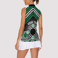 Personalised Aotearoa Niho Taniwha Motif Women Sleeveless Polo Shirt Green Style