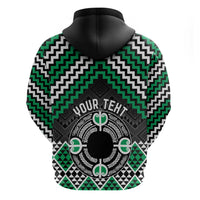 Personalised Aotearoa Niho Taniwha Motif Zip Hoodie Green Style