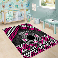 Personalised Aotearoa Niho Taniwha Motif Area Rug Pink Style