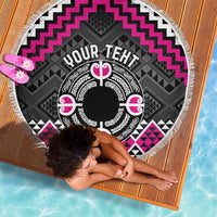 Personalised Aotearoa Niho Taniwha Motif Beach Blanket Pink Style LT9 - Polynesian Pride