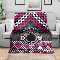Personalised Aotearoa Niho Taniwha Motif Blanket Pink Style LT9 - Polynesian Pride