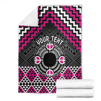 Personalised Aotearoa Niho Taniwha Motif Blanket Pink Style LT9 - Polynesian Pride