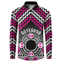 Personalised Aotearoa Niho Taniwha Motif Button Sweatshirt Pink Style LT9 Pink - Polynesian Pride