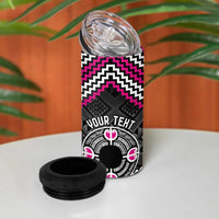 Personalised Aotearoa Niho Taniwha Motif 4 in 1 Can Cooler Tumbler Pink Style LT9 - Polynesian Pride
