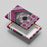 Personalised Aotearoa Niho Taniwha Motif Canvas Wall Art Pink Style LT9 - Polynesian Pride