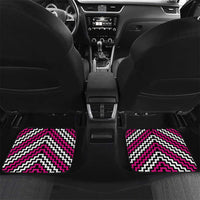 Personalised Aotearoa Niho Taniwha Motif Car Mats Pink Style LT9 Set 2pcs - Back Pink - Polynesian Pride