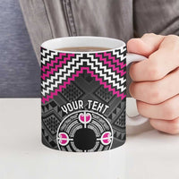 Personalised Aotearoa Niho Taniwha Motif Ceramic Mug Pink Style - Polynesian Pride