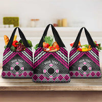 Personalised Aotearoa Niho Taniwha Motif Grocery Bag Pink Style LT9 3-pack One Size Pink - Polynesian Pride