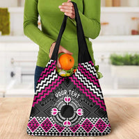 Personalised Aotearoa Niho Taniwha Motif Grocery Bag Pink Style LT9 - Polynesian Pride