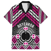 Personalised Aotearoa Niho Taniwha Motif Hawaiian Shirt Pink Style LT9 Pink - Polynesian Pride