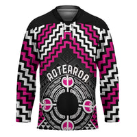 Personalised Aotearoa Niho Taniwha Motif Hockey Jersey Pink Style LT9 Unisex Pink - Polynesian Pride