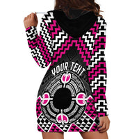 Personalised Aotearoa Niho Taniwha Motif Hoodie Dress Pink Style LT9 - Polynesian Pride