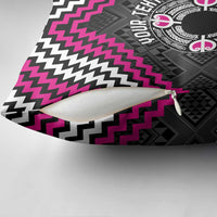 Personalised Aotearoa Niho Taniwha Motif Pillow Cover Pink Style - Polynesian Pride