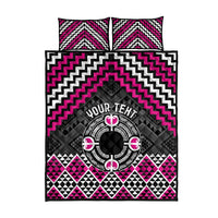 Personalised Aotearoa Niho Taniwha Motif Quilt Bed Set Pink Style LT9 - Polynesian Pride