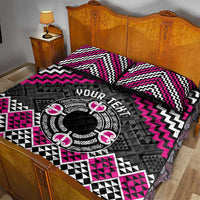 Personalised Aotearoa Niho Taniwha Motif Quilt Bed Set Pink Style LT9 - Polynesian Pride