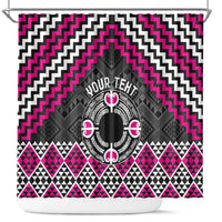 Personalised Aotearoa Niho Taniwha Motif Shower Curtain Pink Style