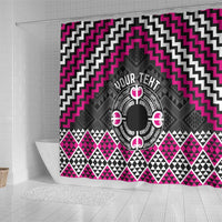 Personalised Aotearoa Niho Taniwha Motif Shower Curtain Pink Style