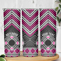 Personalised Aotearoa Niho Taniwha Motif Skinny Tumbler Pink Style
