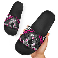 Personalised Aotearoa Niho Taniwha Motif Slide Sandals Pink Style - Polynesian Pride