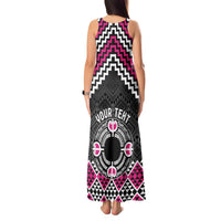 Personalised Aotearoa Niho Taniwha Motif Tank Maxi Dress Pink Style LT9 - Polynesian Pride