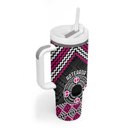 Personalised Aotearoa Niho Taniwha Motif Tumbler With Handle Pink Style LT9 - Polynesian Pride