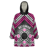 Personalised Aotearoa Niho Taniwha Motif Wearable Blanket Hoodie Pink Style LT9 One Size Pink - Polynesian Pride