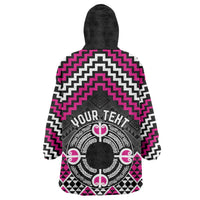 Personalised Aotearoa Niho Taniwha Motif Wearable Blanket Hoodie Pink Style LT9 - Polynesian Pride