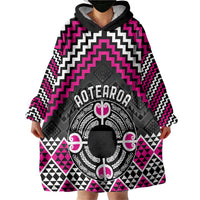 Personalised Aotearoa Niho Taniwha Motif Wearable Blanket Hoodie Pink Style LT9 - Polynesian Pride
