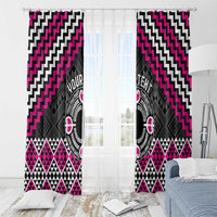 Personalised Aotearoa Niho Taniwha Motif Window Curtain Pink Style LT9 - Polynesian Pride