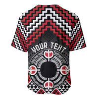 Personalised Aotearoa Niho Taniwha Motif Baseball Jersey Red Style