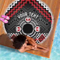 Personalised Aotearoa Niho Taniwha Motif Beach Blanket Red Style LT9 - Polynesian Pride