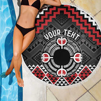 Personalised Aotearoa Niho Taniwha Motif Beach Blanket Red Style LT9 - Polynesian Pride
