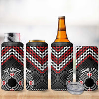 Personalised Aotearoa Niho Taniwha Motif 4 in 1 Can Cooler Tumbler Red Style LT9 - Polynesian Pride