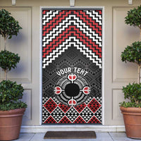 Personalised Aotearoa Niho Taniwha Motif Door Cover Red Style - Polynesian Pride