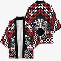 Personalised Aotearoa Niho Taniwha Motif Kimono Red Style - Polynesian Pride