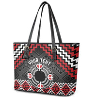 Personalised Aotearoa Niho Taniwha Motif Leather Tote Bag Red Style LT9 - Polynesian Pride